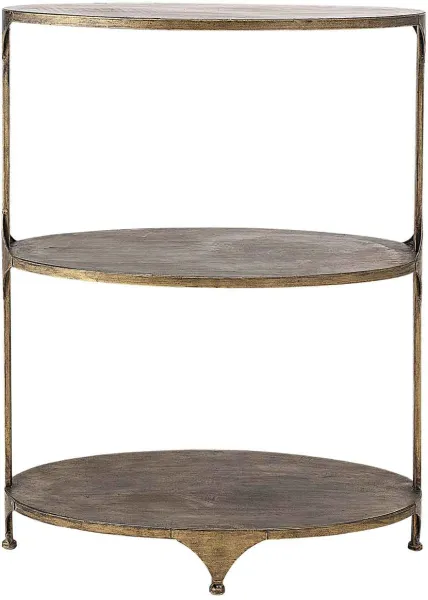 CREATIVE COLLECTION Bartisch - Messingmetall, 2 Regale, oval