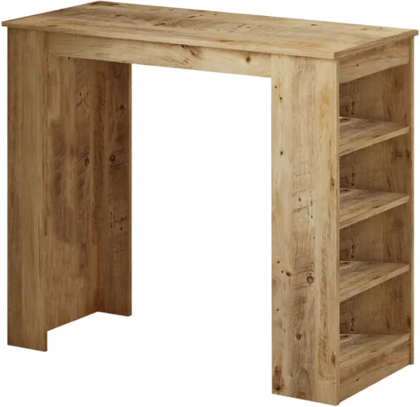 NORDVÄRK ST1 Bartisch mit 3 Regalen - natürliche Melamin (120x51,6)