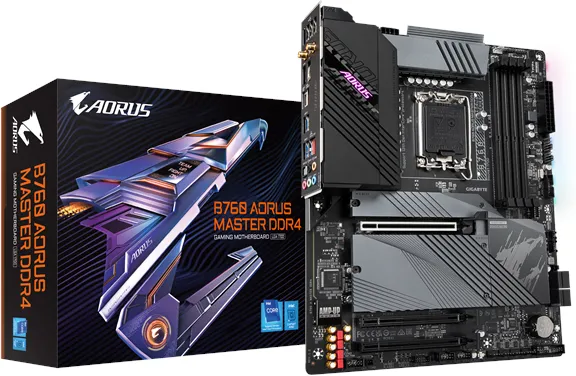 GIGABYTE B760 AORUS MASTER DDR4 Mainboard - Intel B760 - Intel LGA1700 Socket - DDR4 RAM - ATX