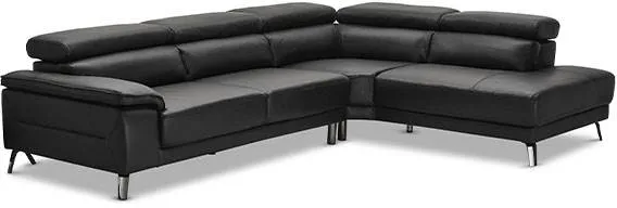 Napoli Ecksofa mit Relaxfunktion - schwarzes Leder - Rechtsausführung