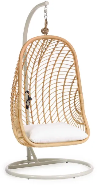 Ekaterina, Hängesessel für den Außenbereich, natur/weiß, H197x105x105 cm