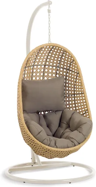 Cira, Hängesessel für den Außenbereich mit Gestell, grau, H197x105x105 cm