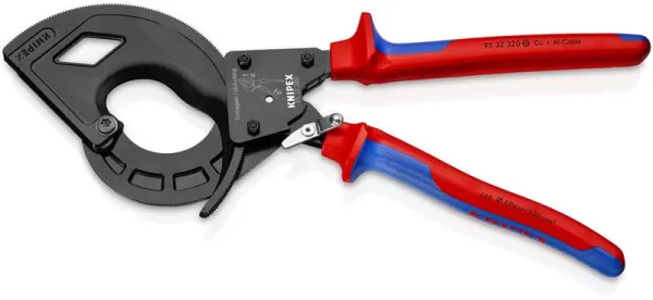 Knipex Kabelschneider (Zahnradprinzip, 3-stufig) schwarz brüniert, mit Mehrkomponenten-Griffen 320 mm