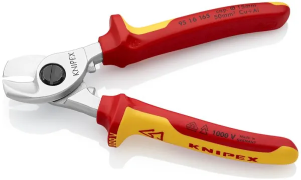 Knipex Kabelschneider, verchromt, VDE-geprüft 165 mm