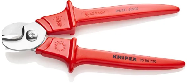 Knipex Kabelschneider Griff isoliert mit eingespritztem Kunststoff, eingespritztem Kunststoff, VDE-geprüft 230 mm