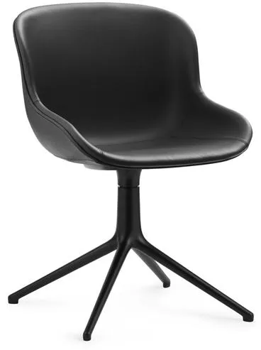Normann Copenhagen Hyg Drehstuhl Gepolstert Schwarz Aluminium/Schwarzes Leder in 41599