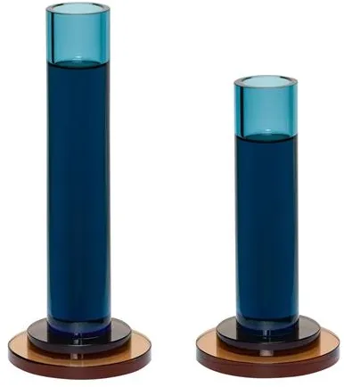 Set aus 2 blauen Kerzenhaltern Hübsch Comet