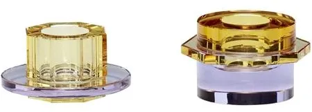 Hübsch Kiosk Kerzenhalter Bernstein/Violett Set aus 2