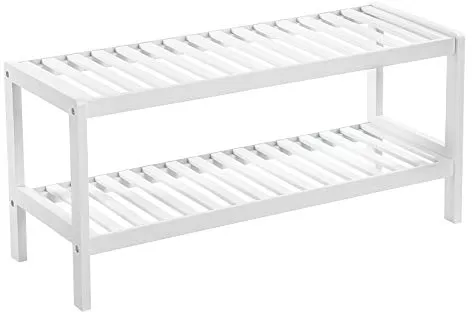 SONGMICS Schuhregal mit 2 Ablagen - weißer Bambus