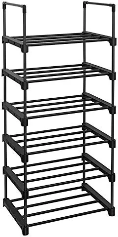 SONGMICS Schuhregal mit 6 Ablagen - schwarzes Eisen