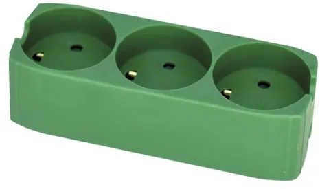 Gripo-Steckdosenleiste mit 3 Steckplätzen und Erdung, Grün