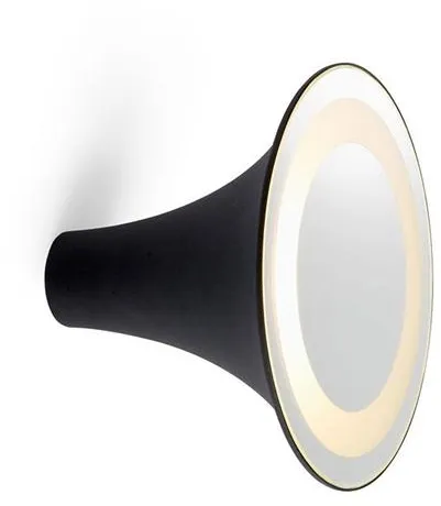 Trizo 21 Sirens Wandleuchte Schwarz + Mattweißes Glas + Kleiner Spiegel